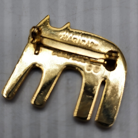 VTG Laurel Burch “Magicat” Gold Tone Enamel Cat Brooch, Orange Red, Blue Pin - Picture 5 of 6